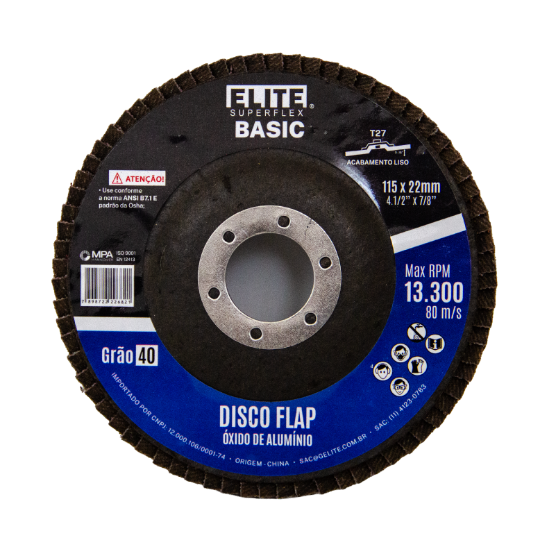 DISCO DE FLAP BASE FIBRA LIXA OXIDO ALUMINIO